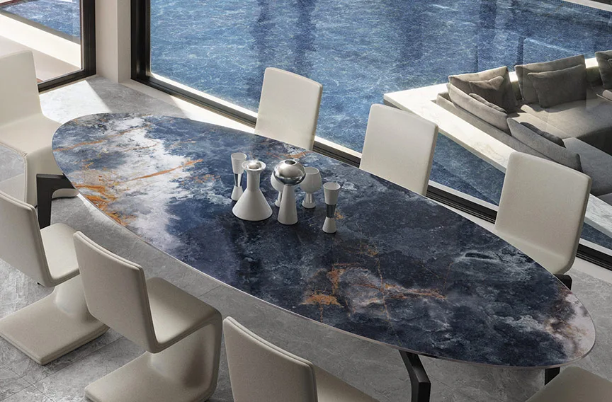 tavoli con piano in gres porcellanato