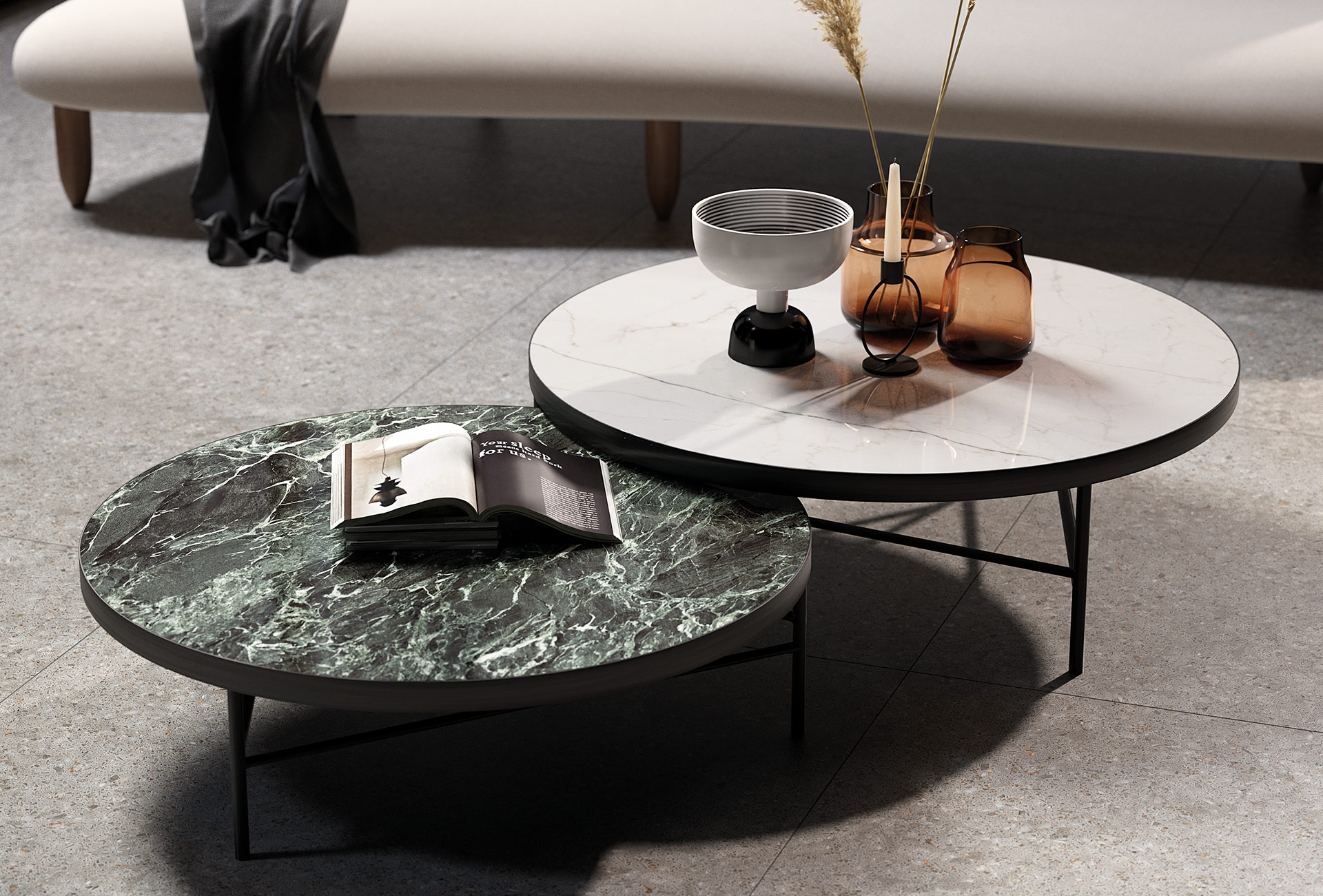 tavolo da salotto effetto marmo