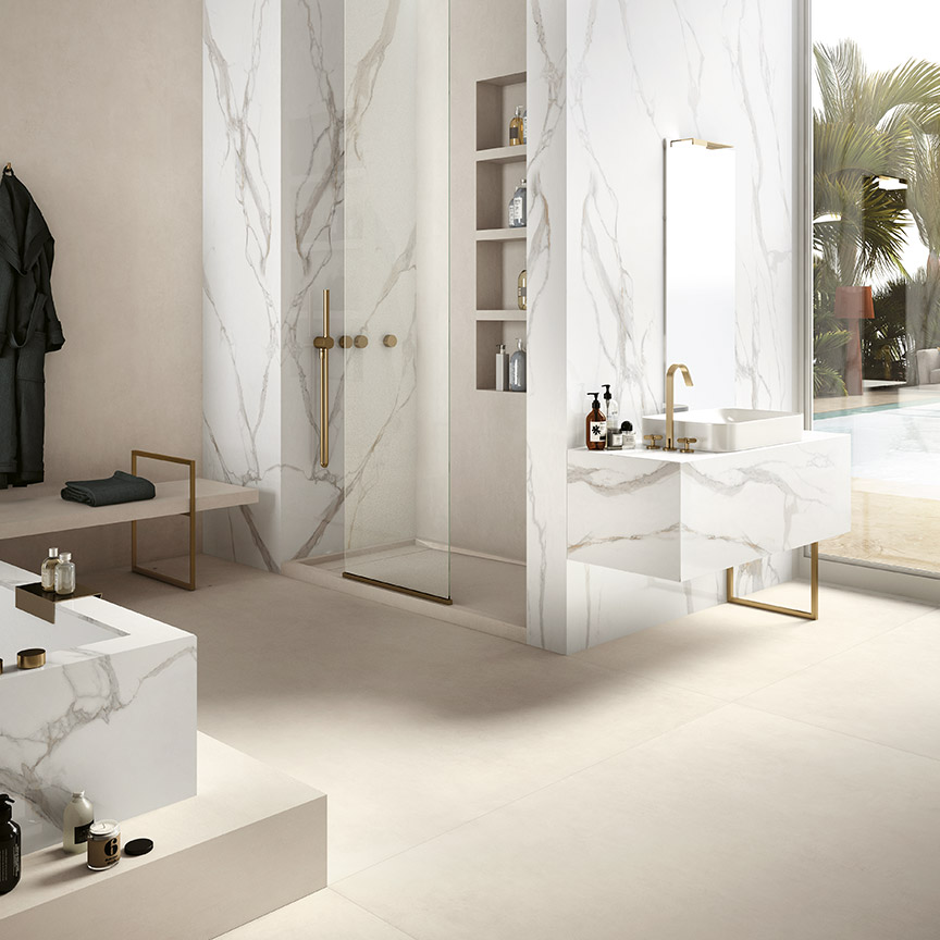 bagno effetto marmo beige