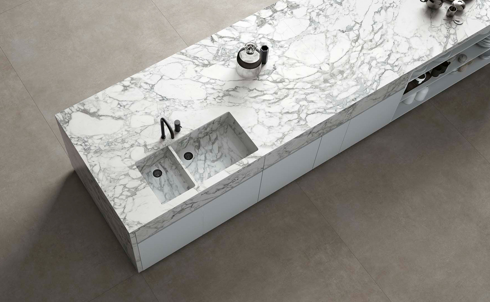 rivestimento in gres per cucina bianco moderno