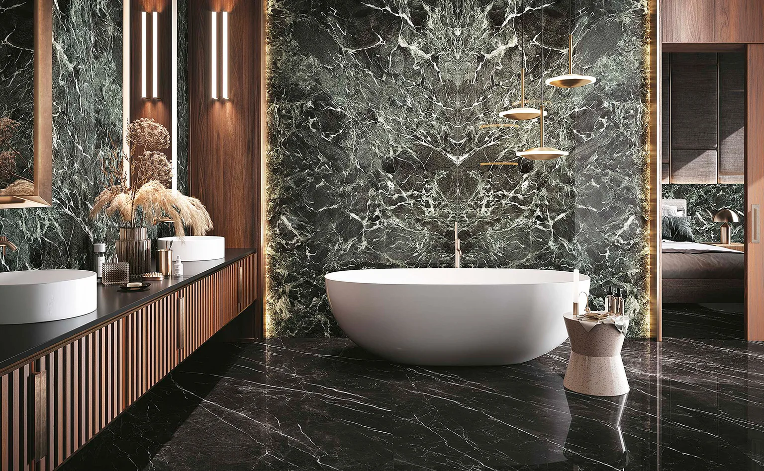 bagno gres marmo verde