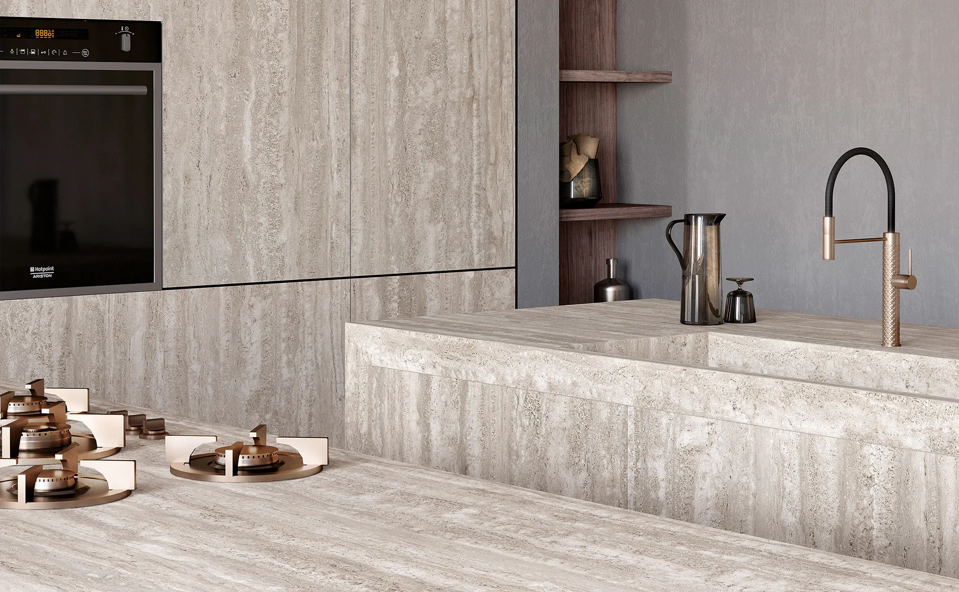 parete cucina effetto pietra